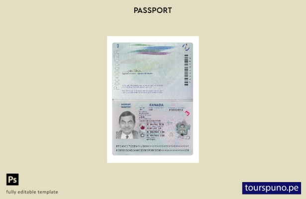 listo para imprimir la plantilla de versión actual del pasaporte de Canadá